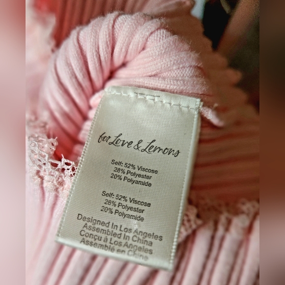 FOR LOVE & LEMONS LENA PINK SLIM CARDIGAN L 8/10 - Picture 5 of 6
